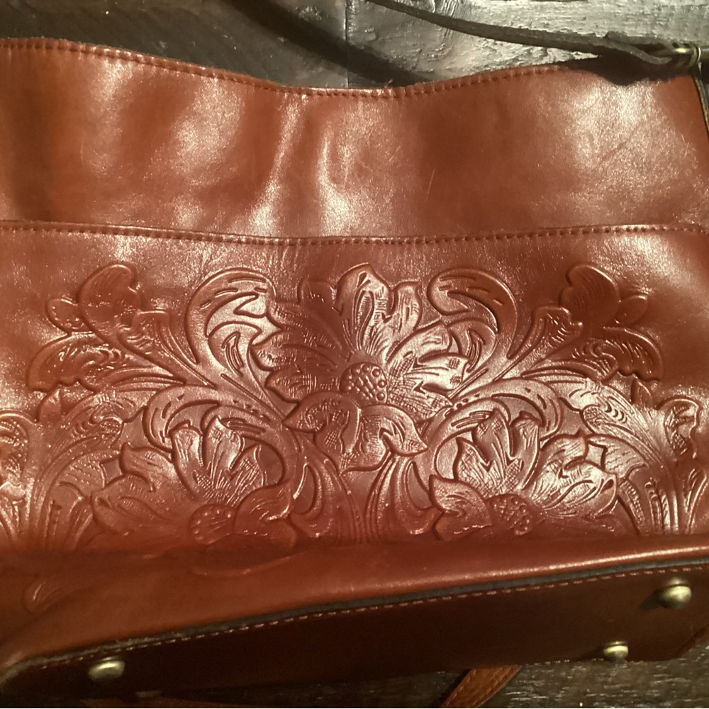 Patricia Nash Embossed Floral Leather Shoulder Bag